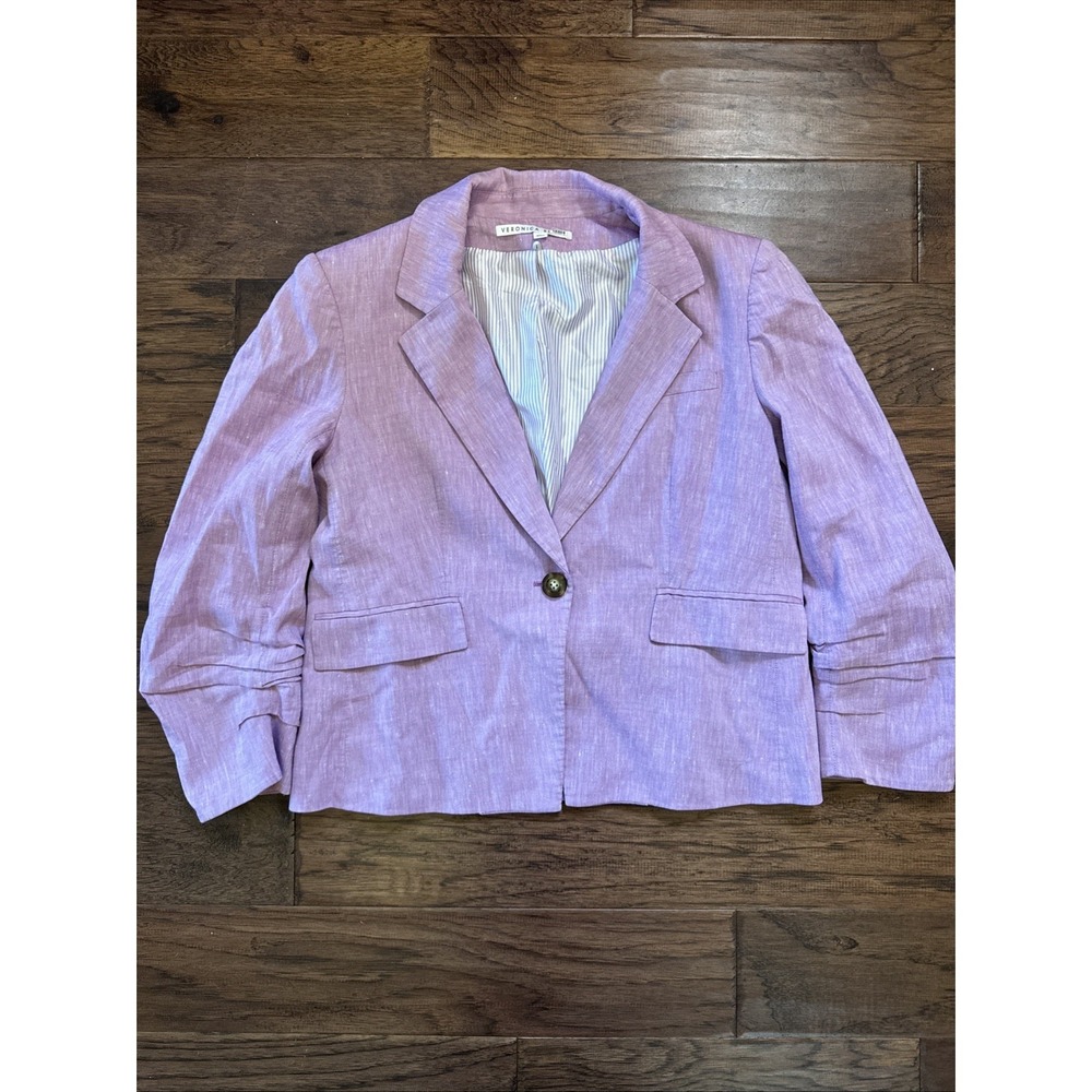Veronica Beard Blazer Linen Blend One Button Jacket Office Work Barbiecore
